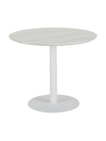 Okrągły stół do jadalni o wyglądzie marmuru Karla, Blat: płyta pilśniowa średniej , Biały z imitacją marmuru, Ø 90 x W 75 cm