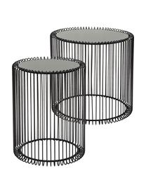 Set de mesas de centro Wire, 2 pzas., tablero de cristal, Estructura: metal con pintura en polv, Tablero: vidrio de seguridad lamin, Negro, Set de diferentes tamaños