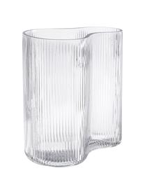 Mundgeblasene Glas-Vase Dawn mit Rillenrelief, Glas, Transparent, B 19 x H 20 cm