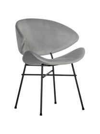 Krzesło tapicerowane z weluru Cheri, Tapicerka: 100% poliester (welur), Stelaż: stal malowana proszkowo, Jasny szary, czarny, S 57 x G 55 cm