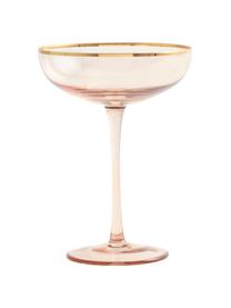 Champagnerschalen Goldie in Rosé mit Goldrand, 6 Stück, Glas, Rosa,Gold, Ø 12 x H 17 cm