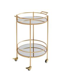Runder Metall-Servierwagen Emilia, Gestell: Stahl, lackiert, Ablagefläche: Sicherheitsglas, Goldfarben, Silberfarben, B 57 x H 78 cm