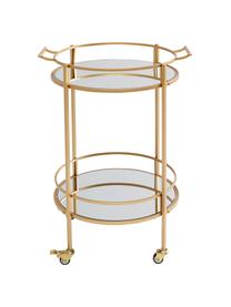 Runder Metall-Servierwagen Emilia, Gestell: Stahl, lackiert, Ablagefläche: Sicherheitsglas, Goldfarben, Silberfarben, B 57 x H 78 cm