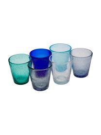 Set 6 bicchieri acqua in tonalità blu con bolle d'aria Baita, Vetro, Tonalità blu, Ø 9 x Alt. 10 cm