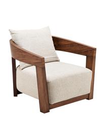 Fotel z drewna Rubautelli, Tapicerka: 58% poliester, 42% olefin, Beżowy, S 74 x G 80 cm