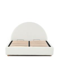Čalouněná bouclé postel s úložným prostorem Ebba, Krémově bílá, Š 140 x D 200 cm