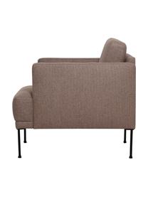 Fauteuil avec pieds en métal Fluente, Tissu marron, larg. 74 x haut. 85 cm