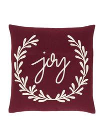Poszewka na poduszkę z haftem Joy, Czerwony, S 45 x D 45 cm