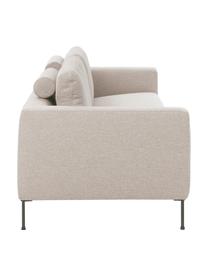 Canapé 3 places avec pieds en métal Cucita, Tissu beige, larg. 228 x prof. 94 cm