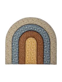 Bett-Kopfteil Jo in Regenbogen-Form mit Blütenprints, Bezug: 100 % Baumwolle, Gelb, Braun, Blau, Cremeweiß, B 100 x H 90 cm