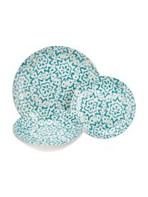 Service de table porcelaine imprimé Bodrum, Porcelaine, Turquoise, blanc, Lot de différentes tailles