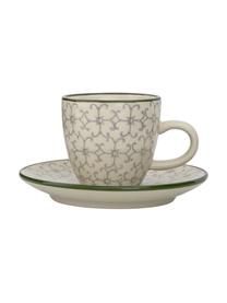 Tasse à espresso Karine, 8 élém., Grès cérame, Blanc, vert, rouge, gris, imprimé, Ø 6 x haut. 6 cm, 90 ml