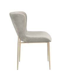 Krzesło tapicerowane z aksamitu Tess, Tapicerka: aksamit (poliester) Dzięk, Nogi: metal malowany proszkowo, Srebrnoszary aksamit, złoty, S 49 x W 84 cm