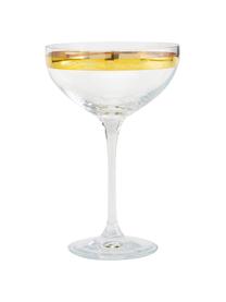 Champagnerschalen Deco mit Goldverzierungen, 8er-Set, Glas, Transparent, Goldfarben, Ø 11 x H 17 cm
