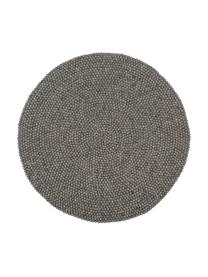 Runder Wollteppich Dot, handgenäht, Stahlgrau, Ø 90 cm (Größe XS)