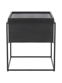 Pomocný stolík s úložným priestorom Theo, Korpus: mangové drevo, čierne lakované Konštrukcia: matná čierna, Š 45 x V 50 cm