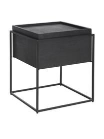 Tavolino con contenitore Theo, Struttura: metallo verniciato a polv, Legno di mango, nero, Larg. 45 x Alt. 50 cm