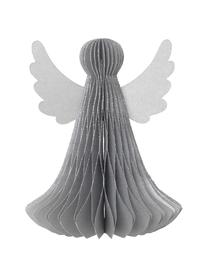 Plissé engelen Angel H 12 cm, 2 stuks, Papier, Zilverkleurig, Ø 10 x H 13 cm
