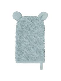 Washandje Wave van biokatoen, 100% biokatoen, Blauw, B 15 x L 22 cm