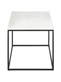 Marmor-Couchtisch Alys, Tischplatte: Marmor, Gestell: Metall, pulverbeschichtet, Weiß, marmoriert, Schwarz, B 80 x T 45 cm