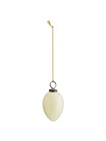 Handgefertigte Deko-Anhänger Ostereier aus Glas, 3 Stück, Cremeweiß, Schwarz, Goldfarben, Ø 5 x H 7 cm