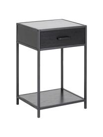 Comodino con cassetto Seaford, Struttura: metallo verniciato a polv, Nero, Larg. 42 x Alt. 63 cm
