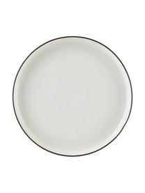 Porselein ontbijtbord Facile met zwarte rand, 2 stuks, Hoogwaardig hard porselein (ca. 50% kaolien, 25% kwarts en 25% veldspaat), Crèmewit, Ø 20 x H 2 cm