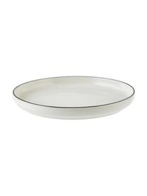 Talerz śniadaniowy z porcelany Facile, 2 szt., Porcelana twarda (ok. 50% kaolin, 25% kwarc i 25% szpat), Kremowobiały z czarną krawędzią, Ø 20 x W 2 cm
