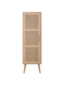 Smal dressoir Cayetana van hout, Frame: gefineerd MDF, Handvatten: metaal, Poten: gelakt bamboehout, Bruin, hout, B 37 cm x H 140 cm
