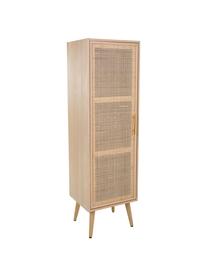 Credenza alta e stretta in legno Cayetana, Maniglie: metallo, Piedini: legno di bambù verniciato, Legno marrone, dorato, Larg. 37 x Alt. 140 cm