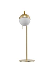 Lampada da scrivania dorata con vetro opale Contina, Paralume: vetro opale, Base della lampada: metallo rivestito, Bianco, dorato, Larg. 15 x Alt. 49 cm