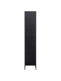 Skříň z borovicového dřeva s žebrovanou přední stranou Avourio, Černá, Š 60 cm, V 210 cm