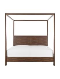 Cama con dosel de madera Retreat, Madera de mango con piezas en chapado de madera de teca, madera de caoba, madera mindi, Tonos marrones oscuros, 180 x 200 cm