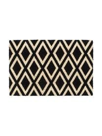 Felpudo Rhombi, Parte superior: fibras de coco, Reverso: plástico (PVC), Negro, beige, An 40 x L 60 cm