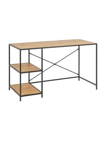 Schreibtisch Seaford aus Holz und Metall, Gestell: Metall, pulverbeschichtet, Helles Holz, Schwarz, B 130 x T 60 cm