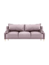 Divano letto 3 posti in velluto lavanda con contenitore Lea, Rivestimento: velluto di poliestere Il , Piedini: metallo verniciato a polv, Velluto color lavanda, ottonato, Larg. 215 x Alt. 94 cm