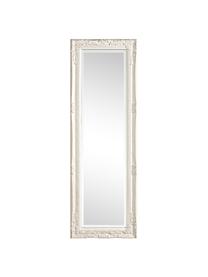 Specchio da parete quadrato con legno bianco Miro, Cornice: legno di paulownia rivest, Superficie dello specchio: lastra di vetro, Bianco, Larg. 42 x Alt. 132 cm