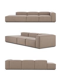 Szezlong modułowy XL Lennon, Tapicerka: 100% poliester Dzięki tka, Stelaż: lite drewno sosnowe, cert, Nogi: tworzywo sztuczne, Brązowa tkanina, S 357 x G 119 cm, oparcie prawostronne