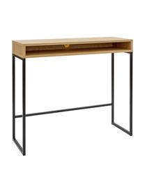 Úzký psací stůl Frame, Dubové dřevo, černá, Š 100 cm, H 35 cm