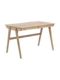 Holz-Schreibtisch Jacques mit Kabeldurchlass, Beine: Echenholz, massiv, Braun, B 120 cm x H 75 cm