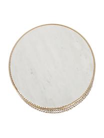 XS Beistelltisch Beam mit Marmor-Platte, Gestell: Metall, vermessingt, Tischplatte: Marmor, Weiss, Ø 32 x H 35 cm
