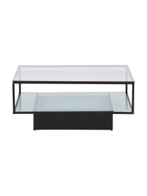 Mesa de centro Maglehem, tablero de vidrio, Tablero: vidrio tintado negro, Estructura: acero recubierto, Transparente, negro, An 90 x F 90 cm