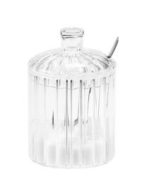 Milchkännchen und Zuckerdose Brilia aus Glas, 3-er Set, Löffel: Edelstahl, beschichtet, Transparent, Set mit verschiedenen Größen