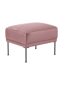 Poggiapiedi da divano in velluto con piedini in metallo Fluente, Rivestimento: velluto (copertura in pol, Struttura: legno di pino massiccio, , Piedini: metallo verniciato a polv, Velluto rosa, Larg. 62 x Alt. 46 cm