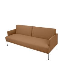 Schlafsofa Fluente (3-Sitzer), Bezug: 80 % Polyester, 20 % Rami, Gestell: Massives Kiefernholz, FSC, Füße: Metall, pulverbeschichtet, Webstoff Nougat, B 220 x H 86 cm