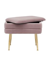 Banquette en velours avec rangement Pavlina, Mauve, couleur laitonnée, larg. 80 x haut. 42 cm