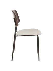 Sedia in legno con seduta imbottita Nadja 2 pz, Rivestimento: poliestere Con 100.000 ci, Gambe: metallo verniciato a polv, Tessuto bianco latteo, legno scuro, Larg. 51 x Prof. 52 cm