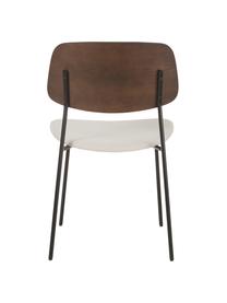 Sedia in legno con seduta imbottita Nadja 2 pz, Rivestimento: poliestere Con 100.000 ci, Gambe: metallo verniciato a polv, Tessuto bianco latteo, legno scuro, Larg. 51 x Prof. 52 cm