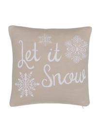Kissenhülle Let It Snow, 100% gekämmte Baumwolle, Beige, B 40 x L 40 cm