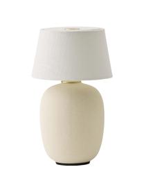 Dimmbare Tischlampe Torso mit USB-Anschluss, Lampenschirm: Stoff, Lampenfuß: Keramik, Weiß, Sandfarben, Ø 12 x H 20 cm